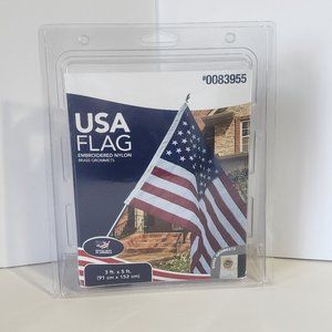 USA Flag, Embroider Nylon, 3' x 5', New